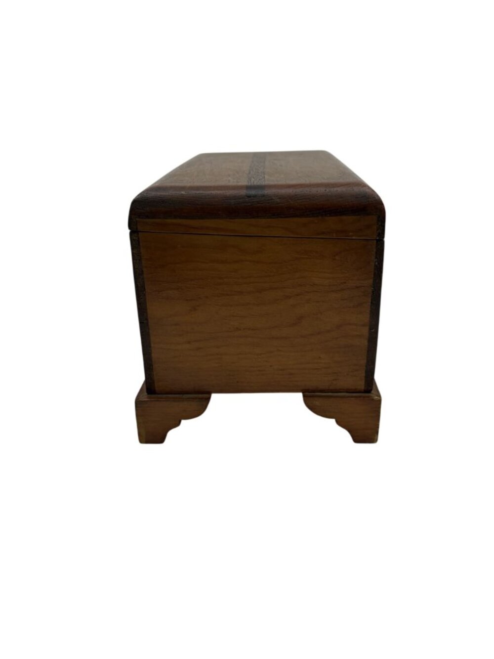 Vintage Rustic Solid Wood Footed Jewelry or Trinket Box With Hinged Lid - 7" X 4 - Picture 7 of 13